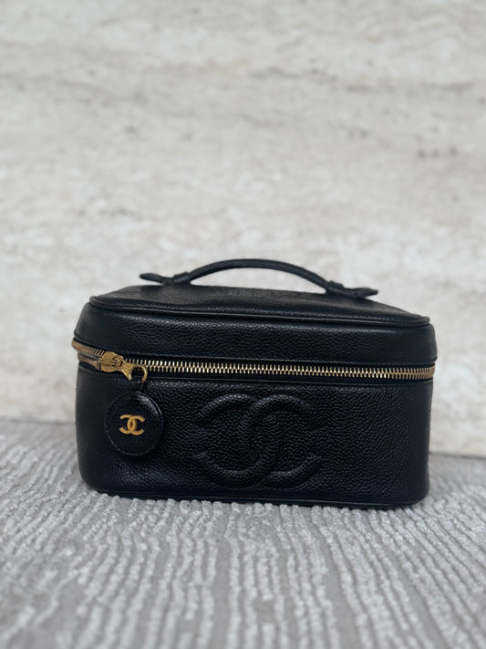 Chanel Caviar Vanity Case Cosmetic Black