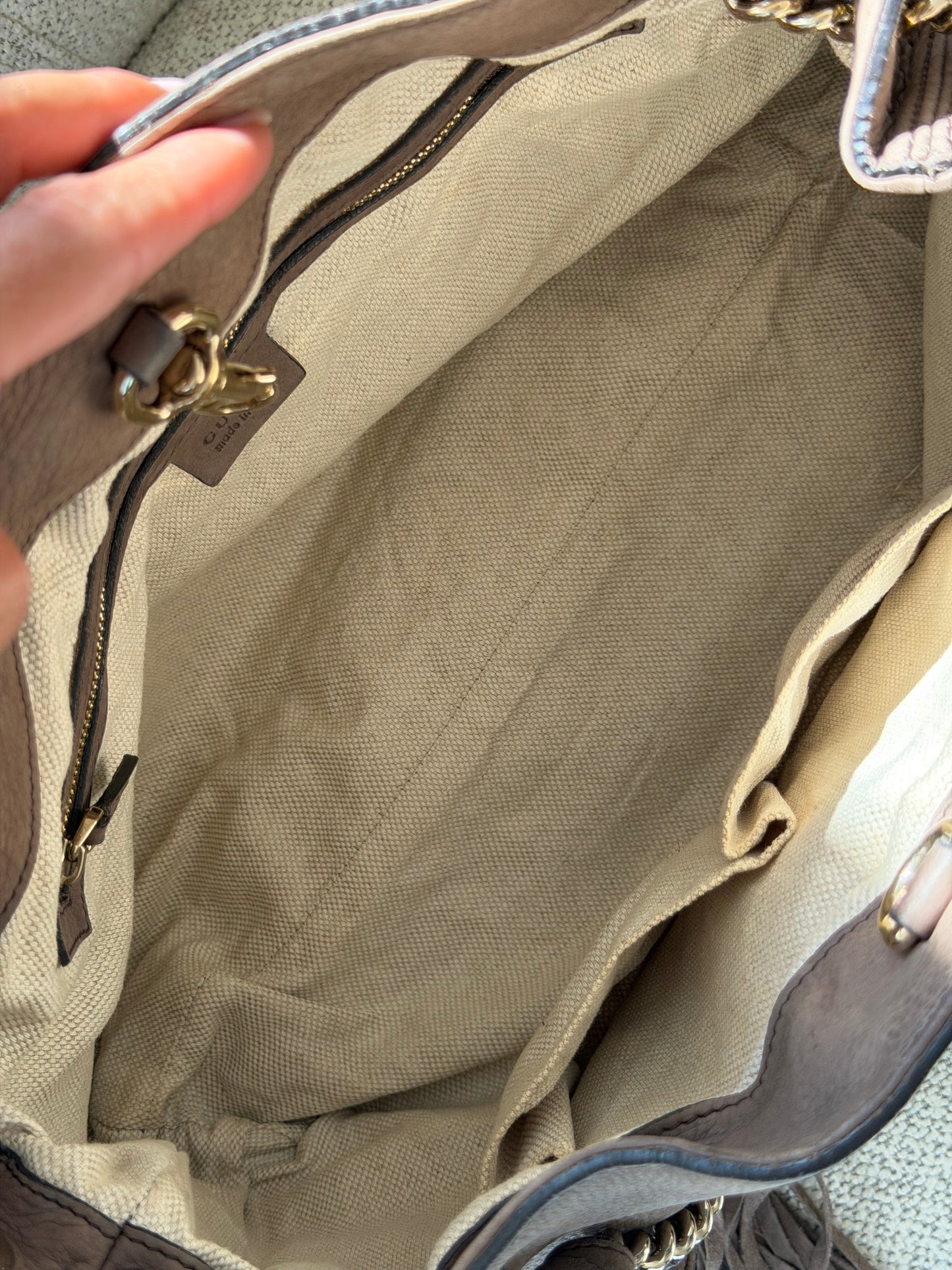 Gucci Soho Suede Tote- Taupe