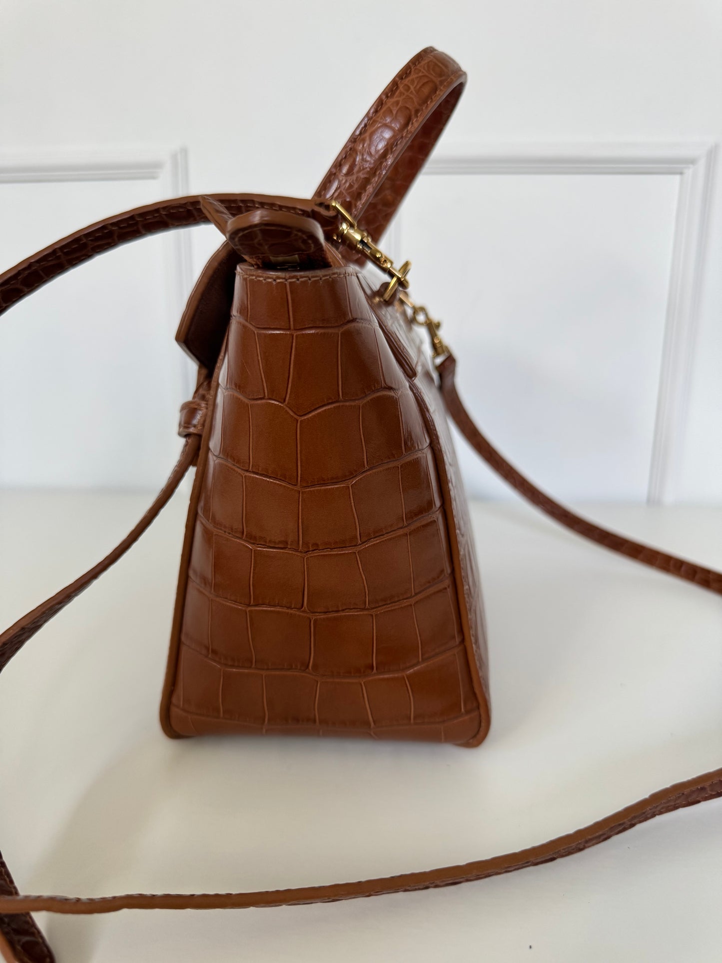 Celine Brown Croc Belt Bag