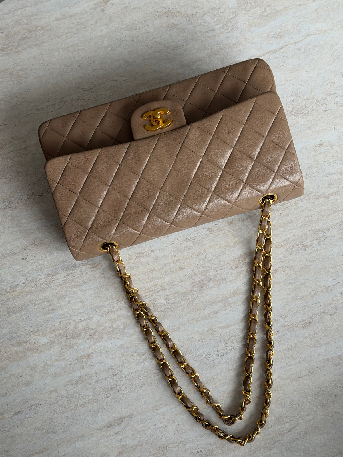 Chanel Medium Classic Double Flap – Taupe / 24K Gold-Plated Hardware