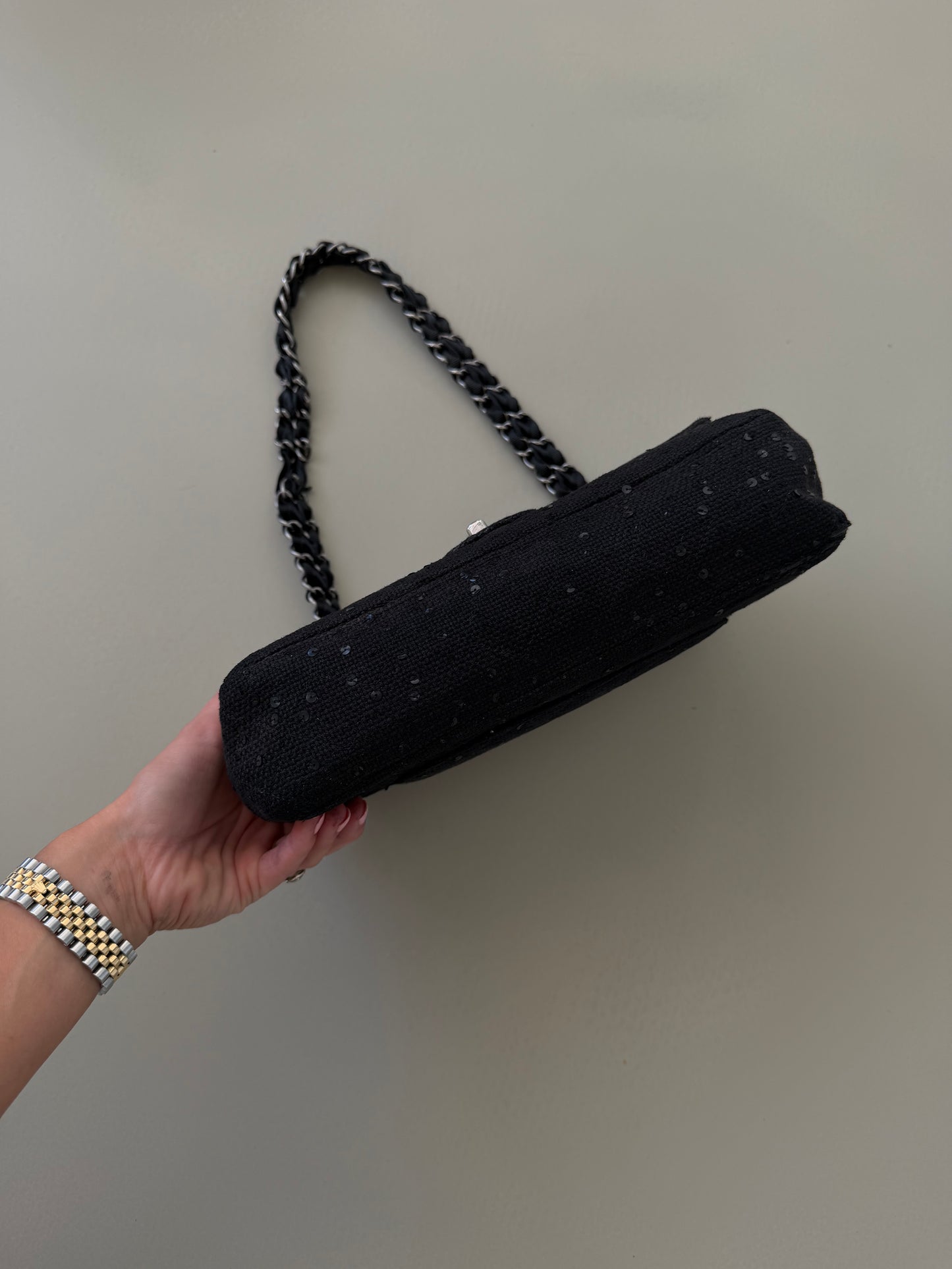 Chanel Tweed Sequin Flap Bag – Black SHW