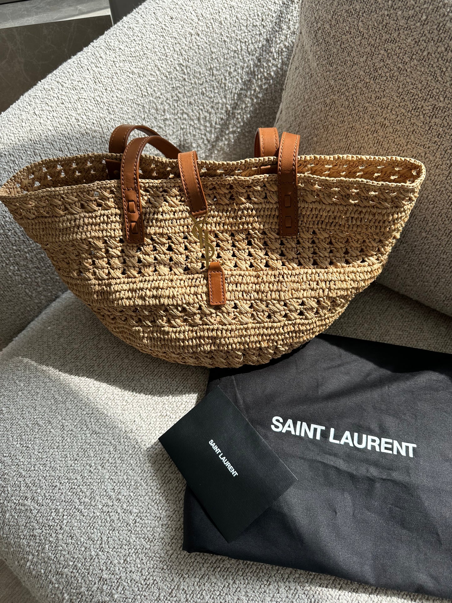 Saint Laurent Panier Raffia Tote