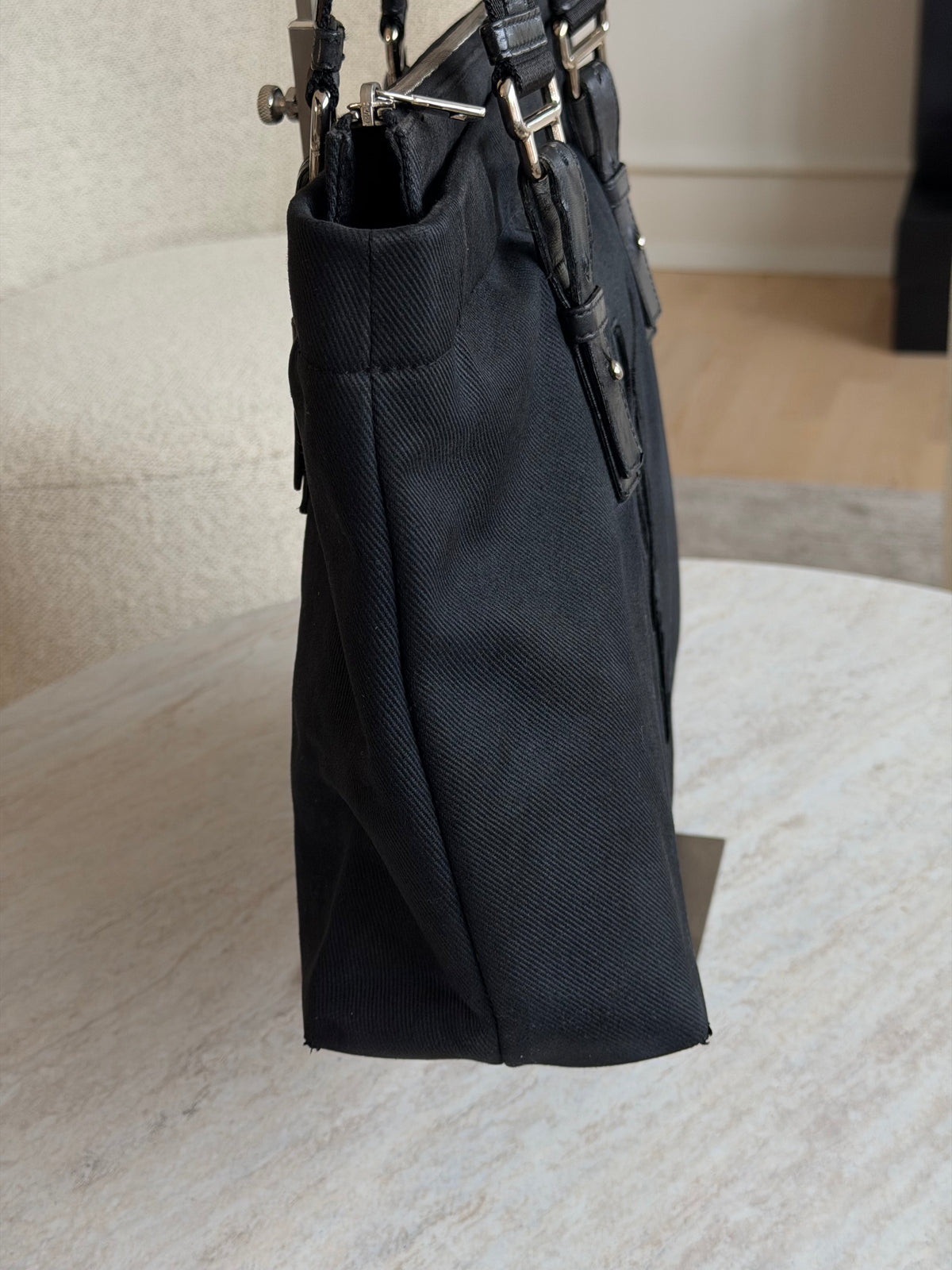 Saint Laurent YSL Black Canvas Tote Bag