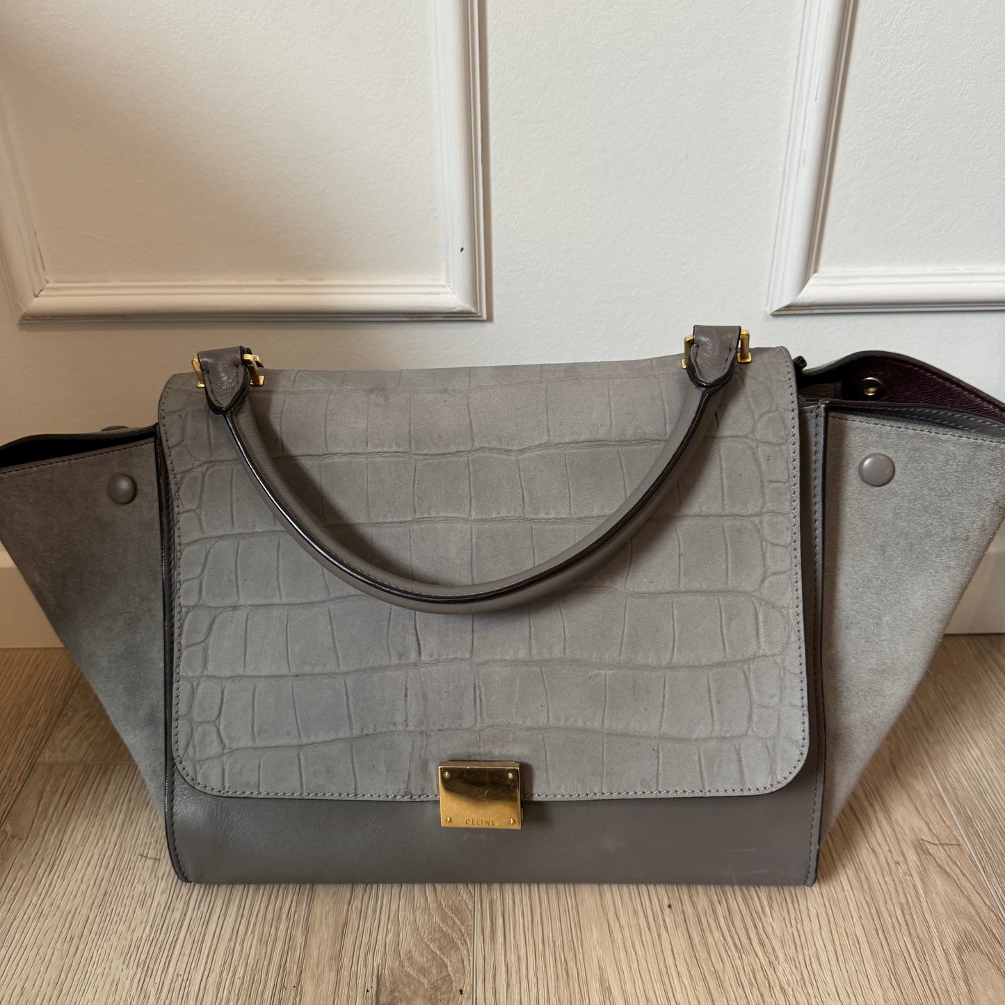 Celine Grey Croc Embossed Leather