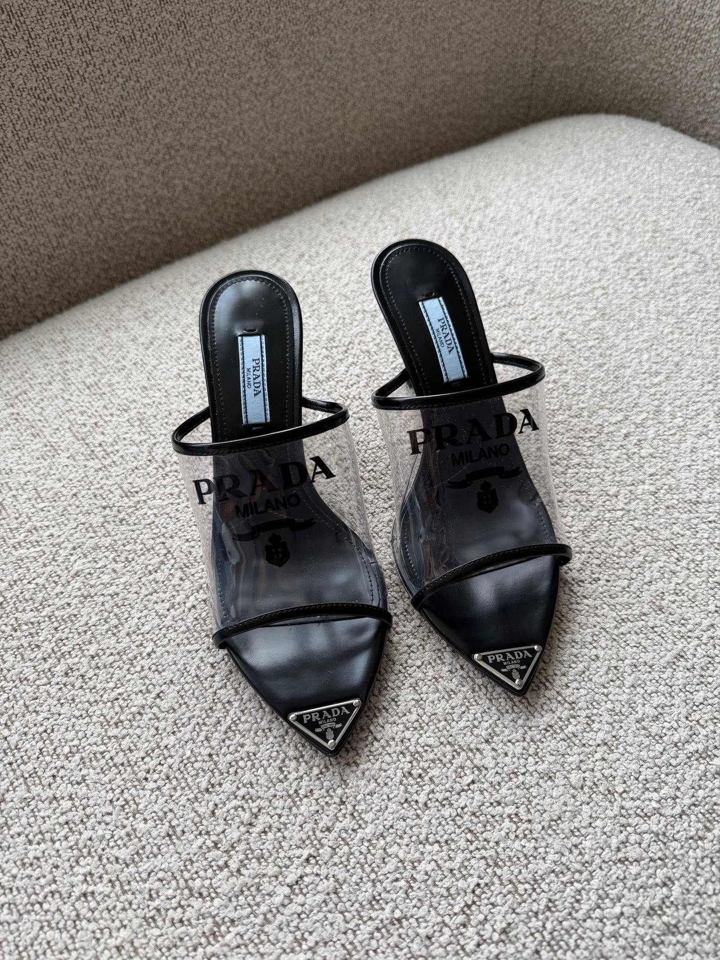 Prada PVC Logo Mules – Str. 36