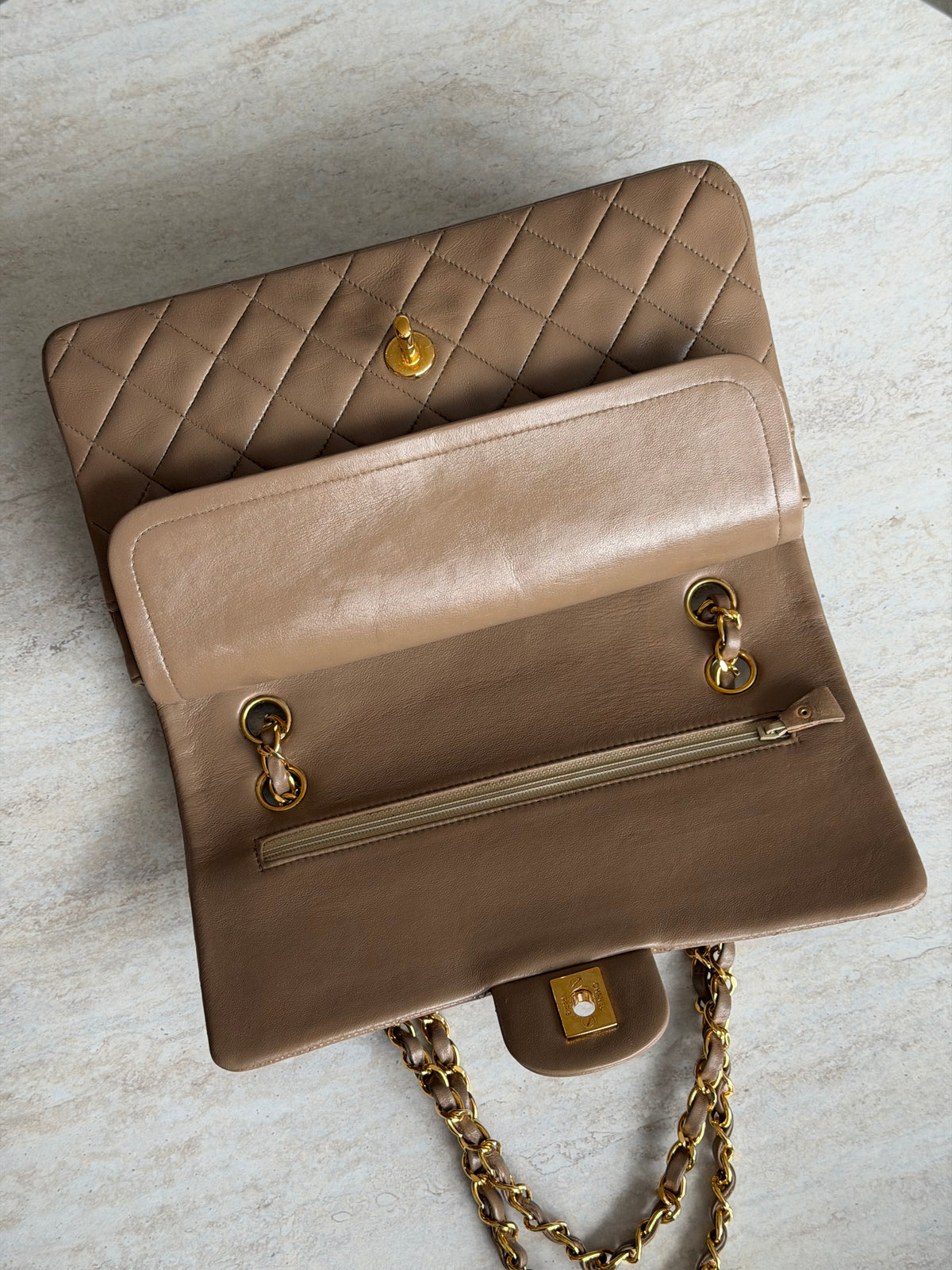 Chanel Medium Classic Double Flap – Taupe / 24K Gold-Plated Hardware