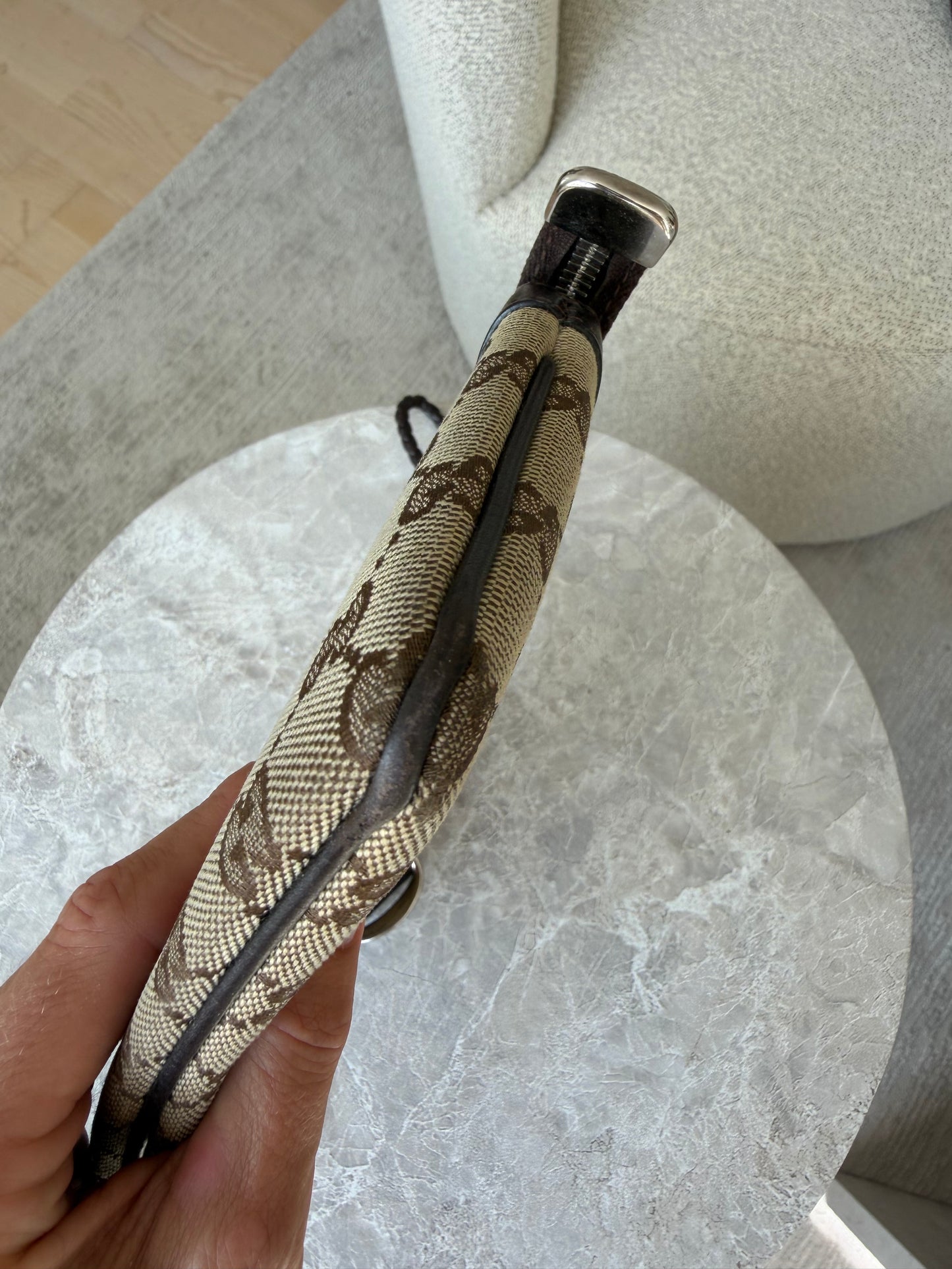 Gucci GG Canvas Horsebit Wristlet Pochette