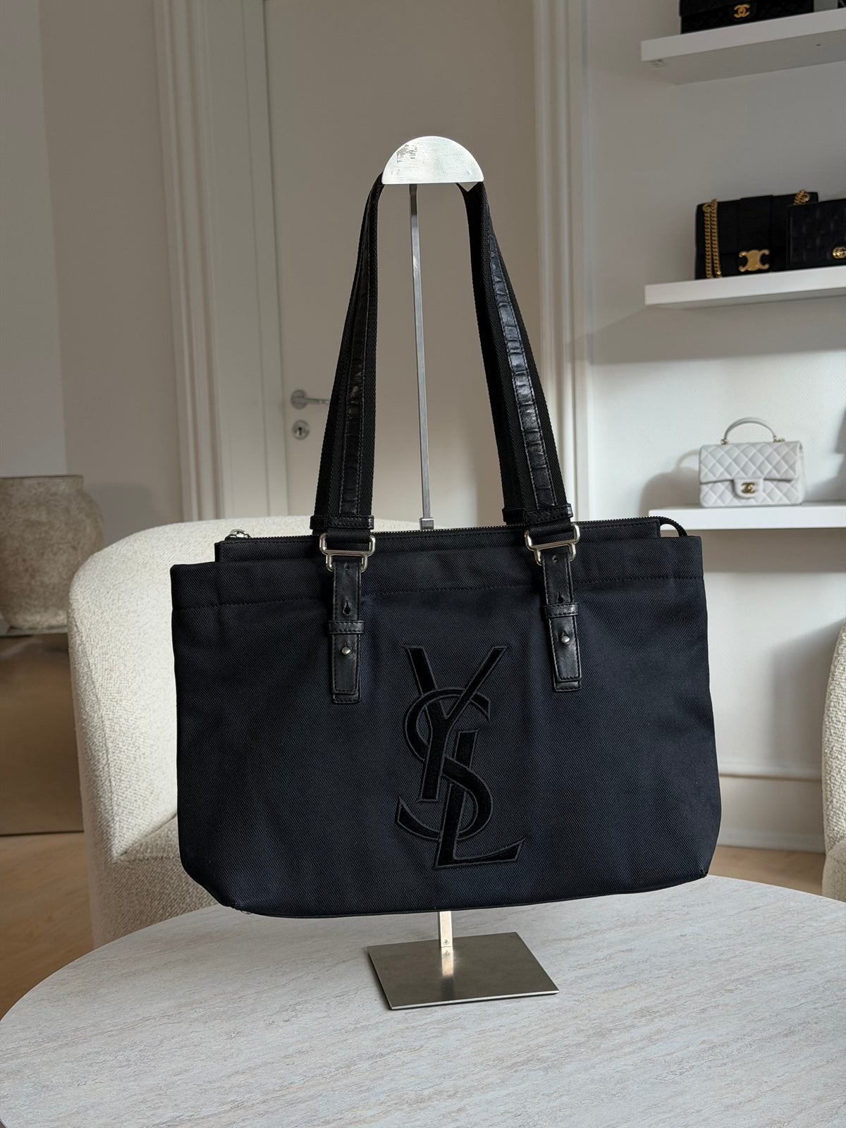 Saint Laurent YSL Black Canvas Tote Bag
