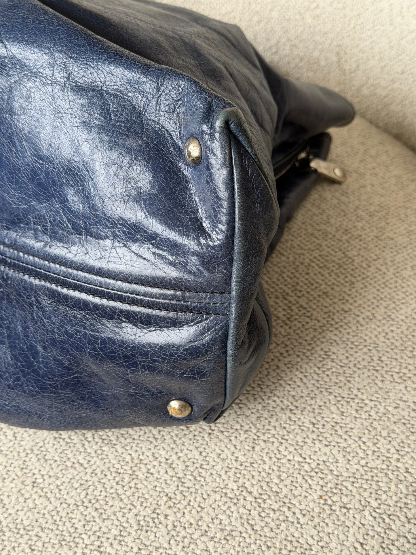 Miu Miu Vitello Leather Tote – Navy