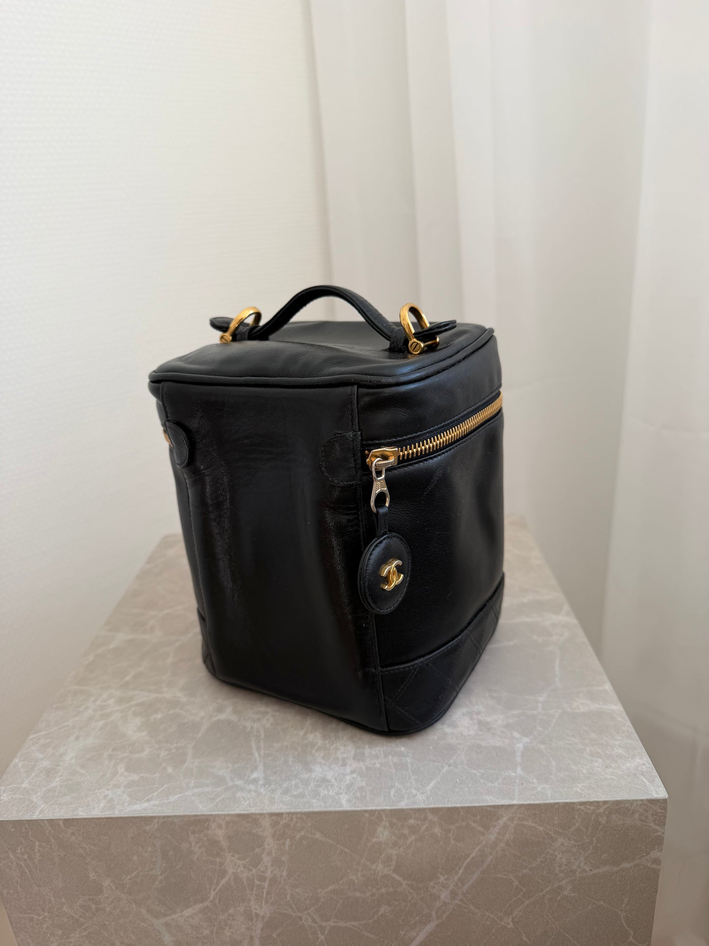 Chanel Black Leather Vanity Bag