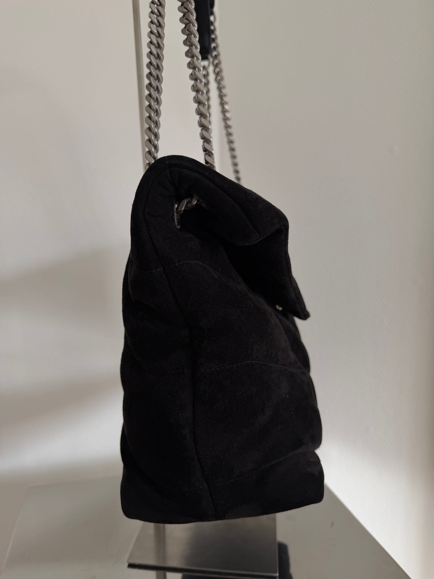 Saint Laurent Loulou Puffer Medium Faux Suede Black