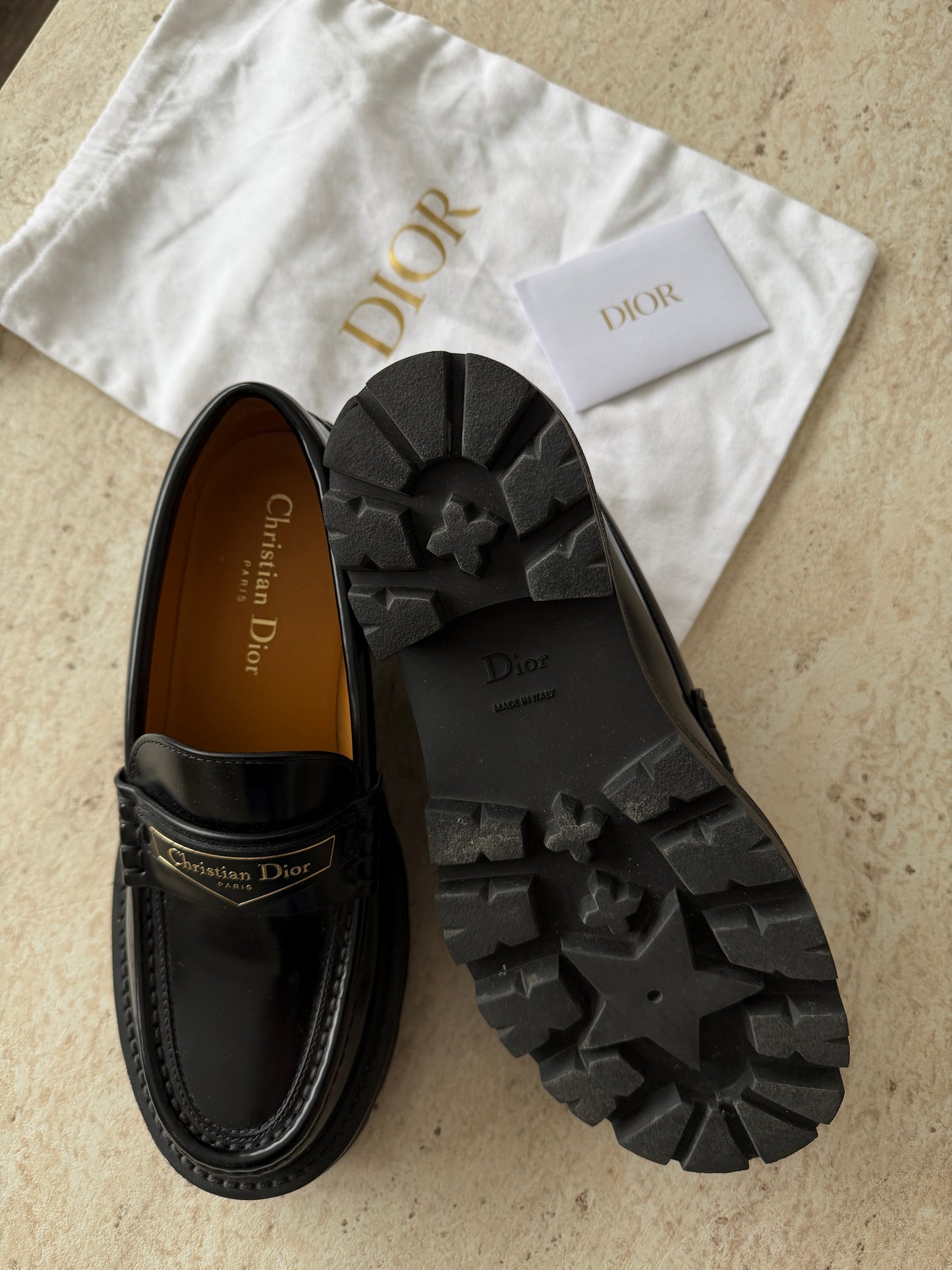 Christian Dior Black Leather Loafers