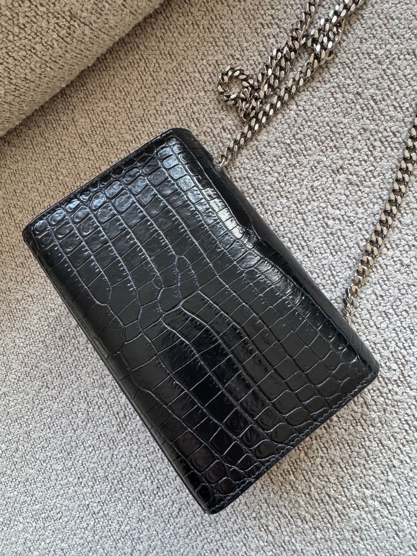 Saint Laurent Croc Kate Small Tassel Bag