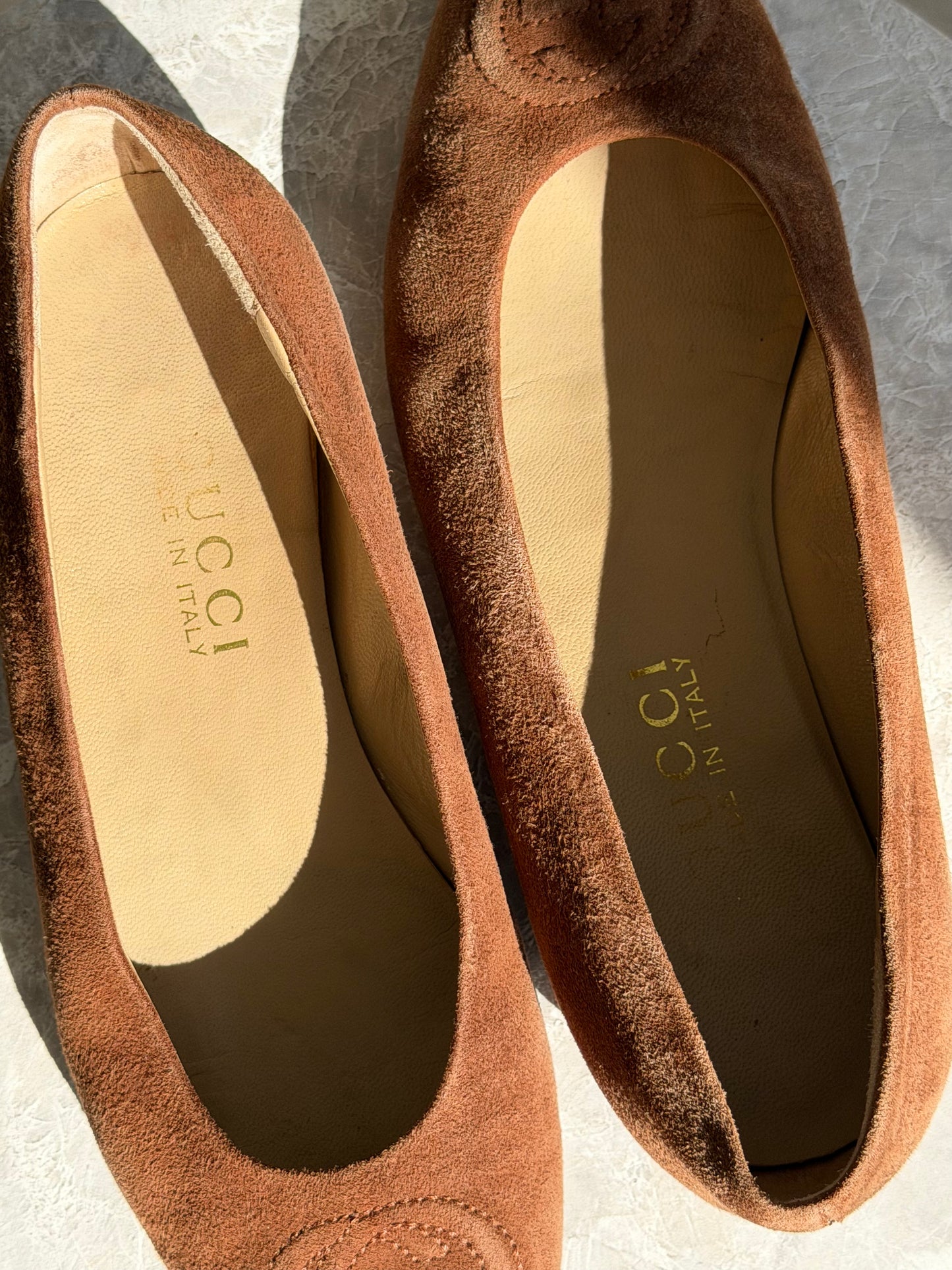 Gucci Suede Ballet Flats – Brown