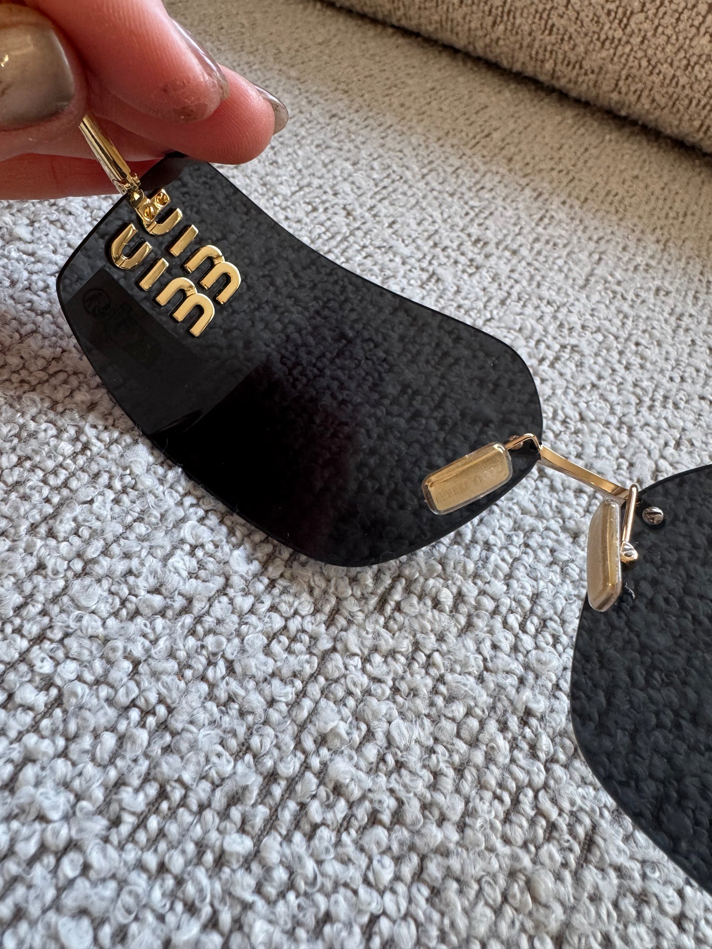 Miu Miu Shield Sunglasses – Gold Detail