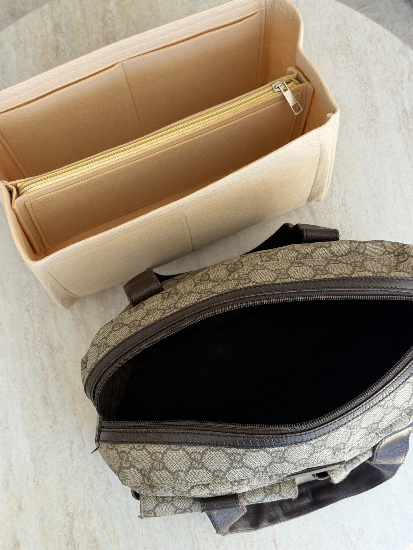 Gucci GG Supreme Boston Double Pocket Handbag