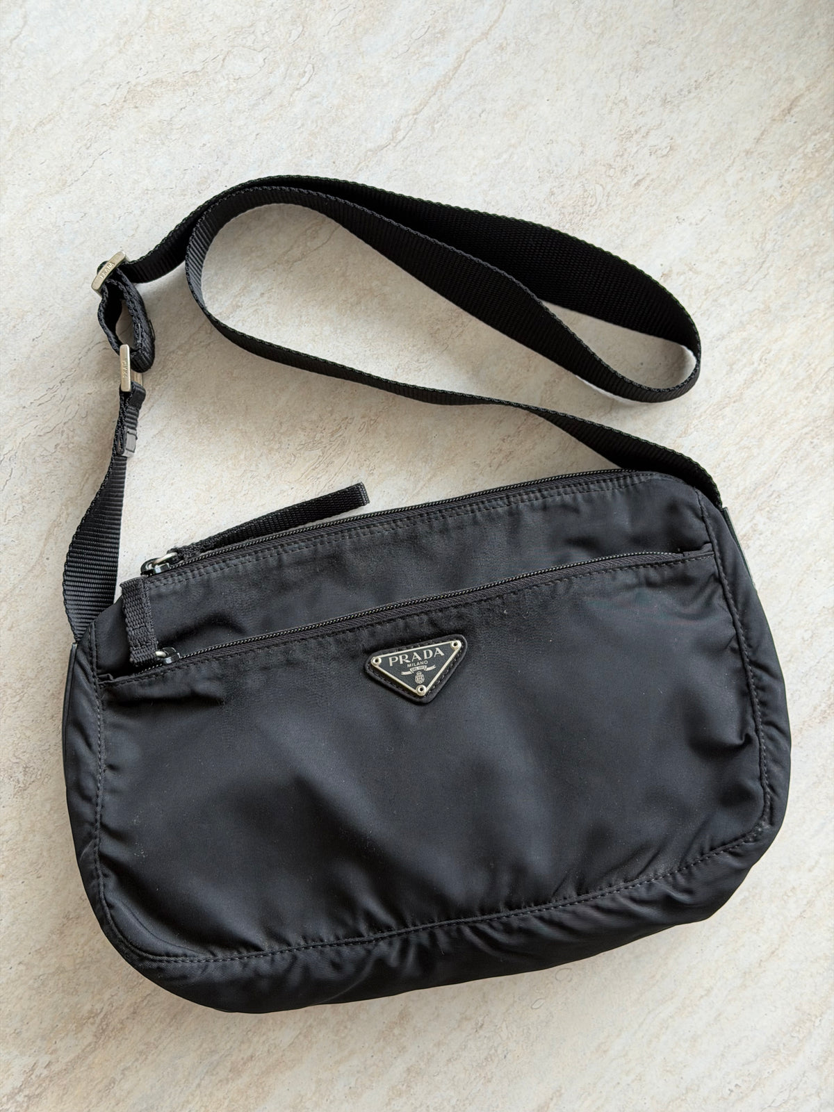 Prada Tessuto Nylon Crossbody Bag – Black