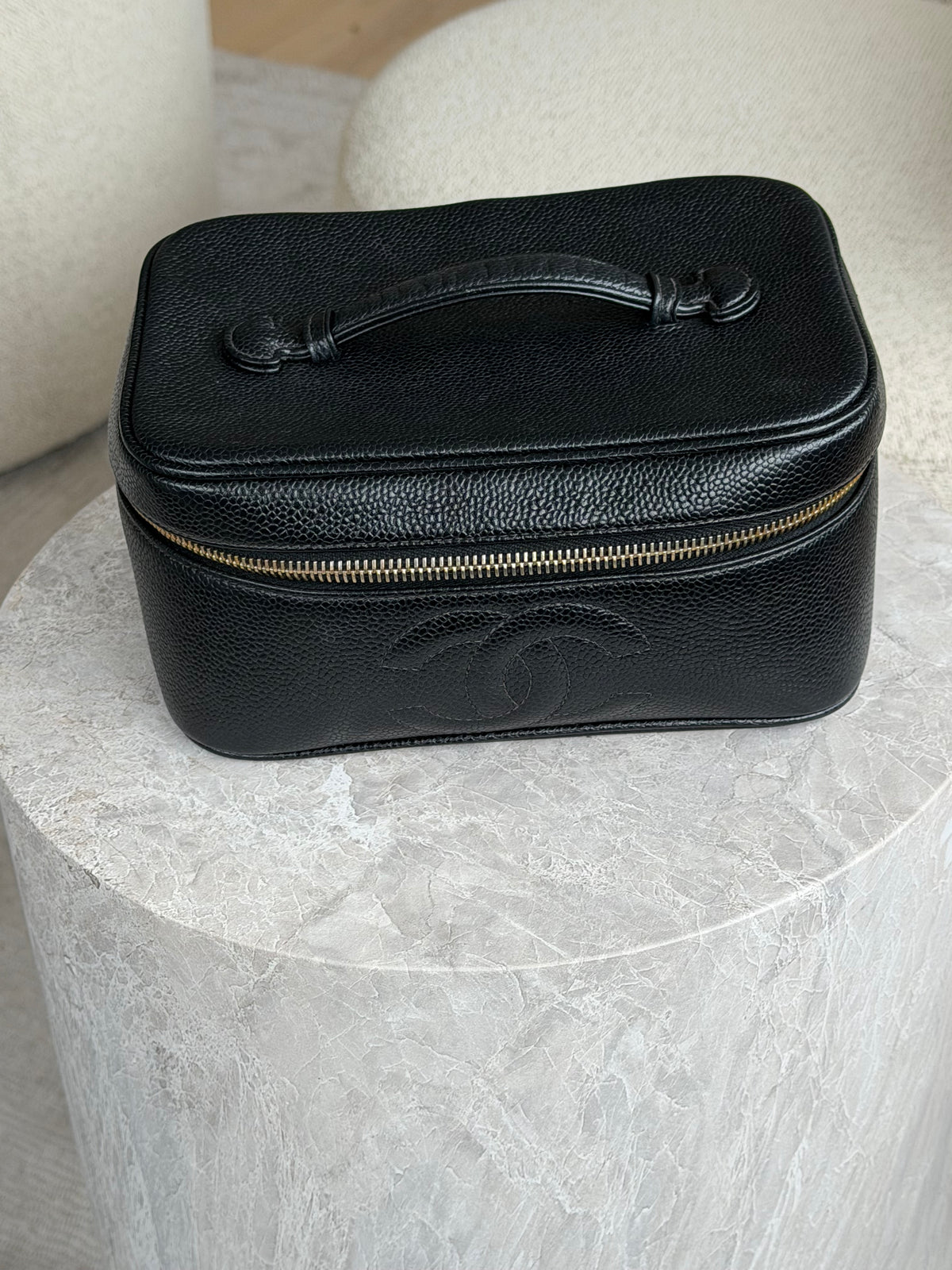 Chanel Caviar Vanity Case Cosmetic Black