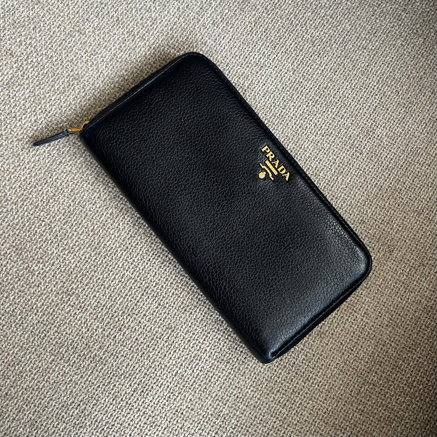 Prada Black leather Long Wallet