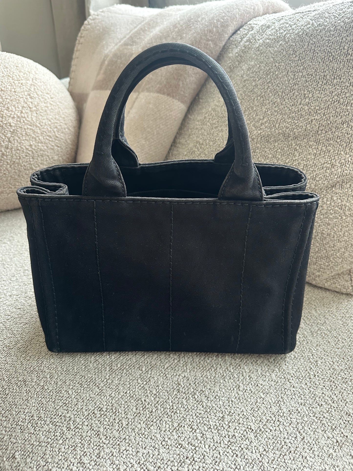 Prada Milano Canvas Mini Tote Bag - Black