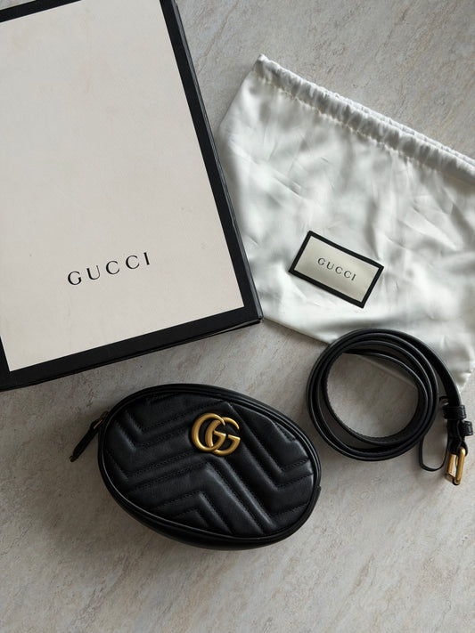 Gucci GG Marmont Matelassé Belt Bag – Black