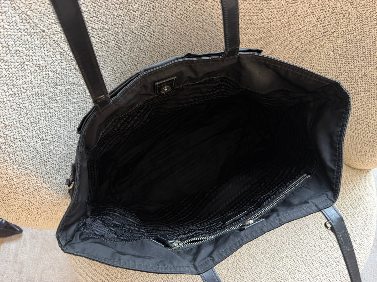 Prada Black Nylon Bow Tote Bag