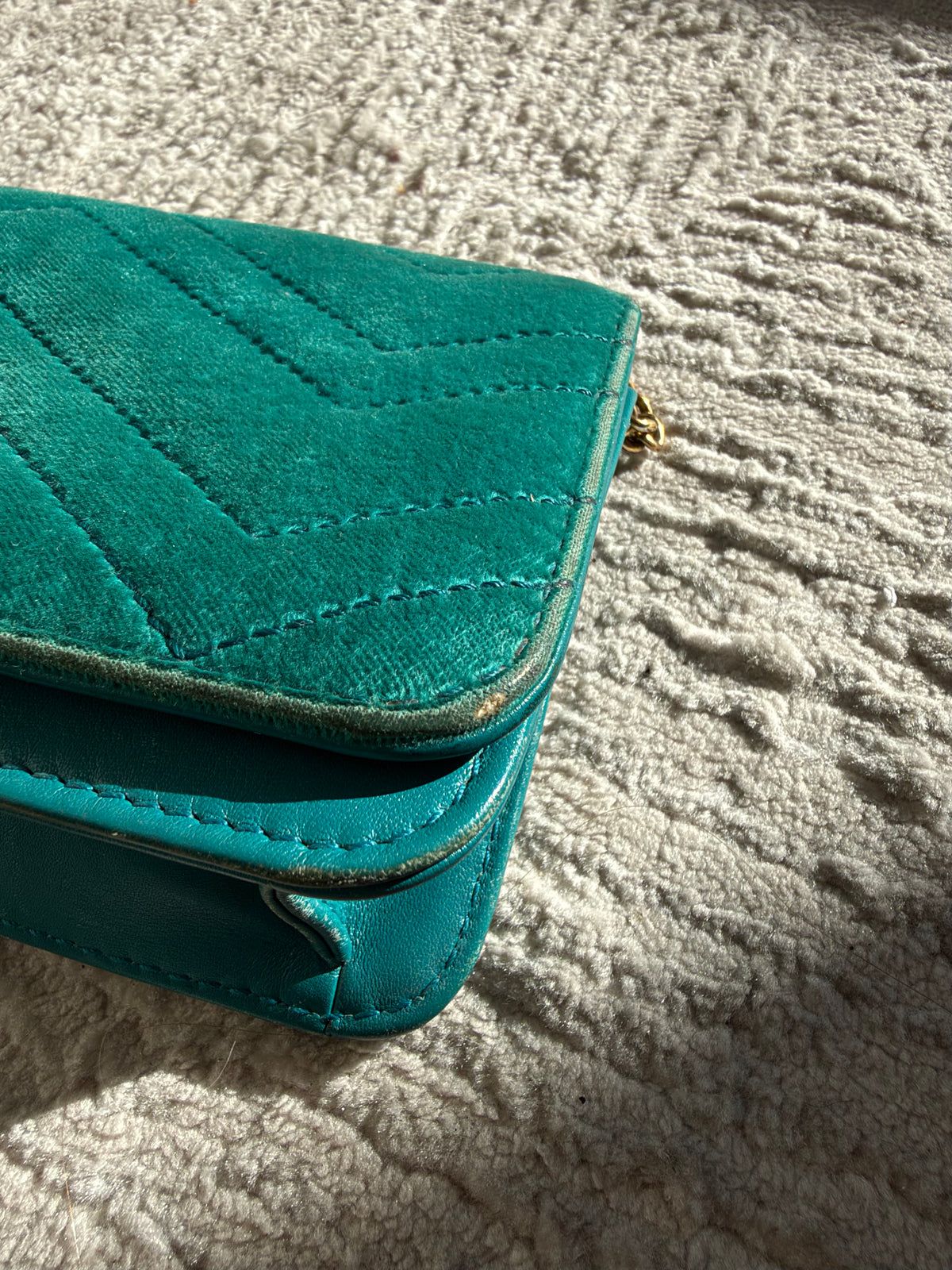 Gucci GG Marmont Chain Flap Wallet – Turquoise / Petrol Blue