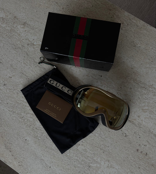 Gucci Ski Goggles – Gold / black Flash Lens skibriller