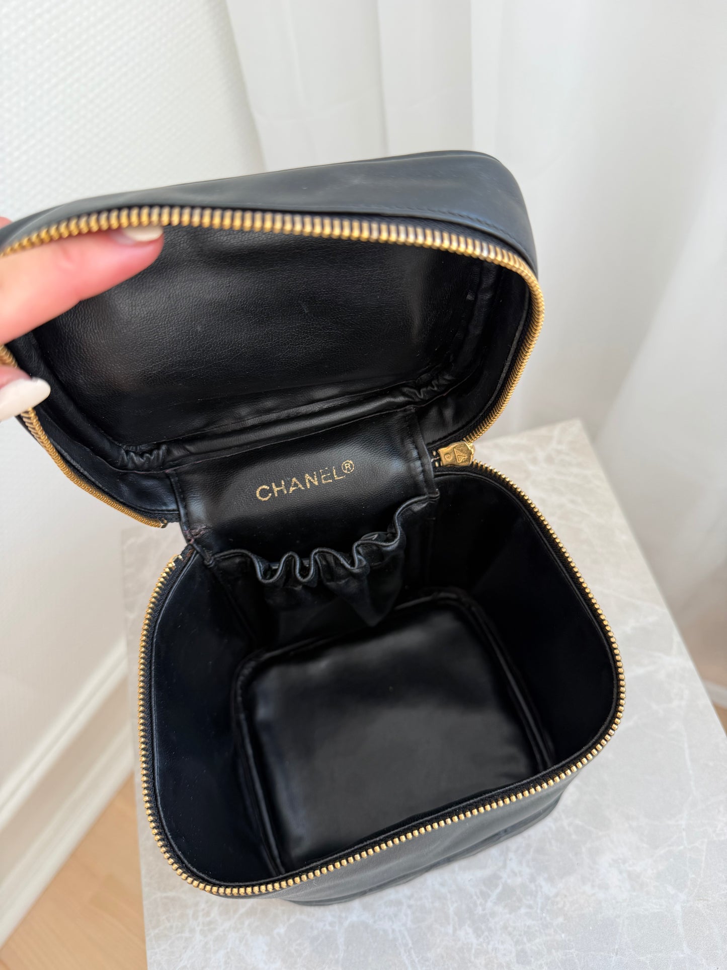 Chanel Black Leather Vanity Bag