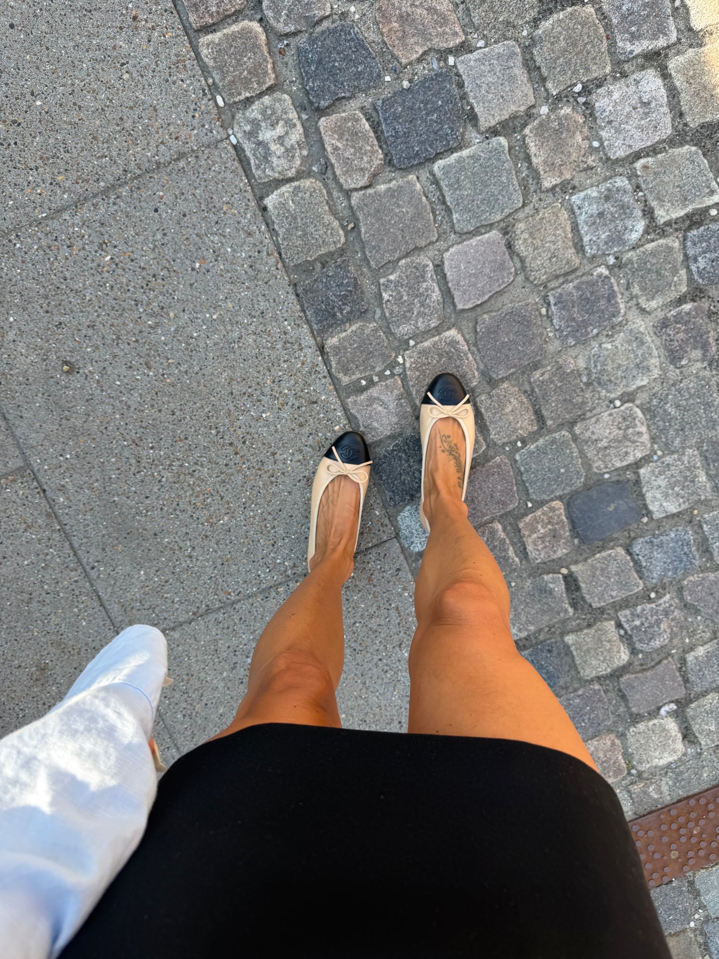 Chanel ballerina flats, beige/sort læder 36,5