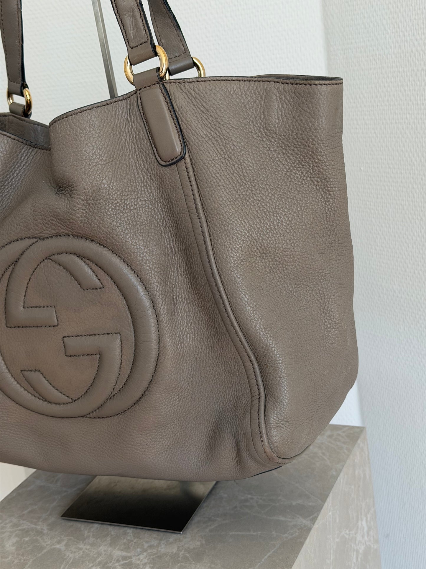 Gucci Soho Leather Taupe Tote