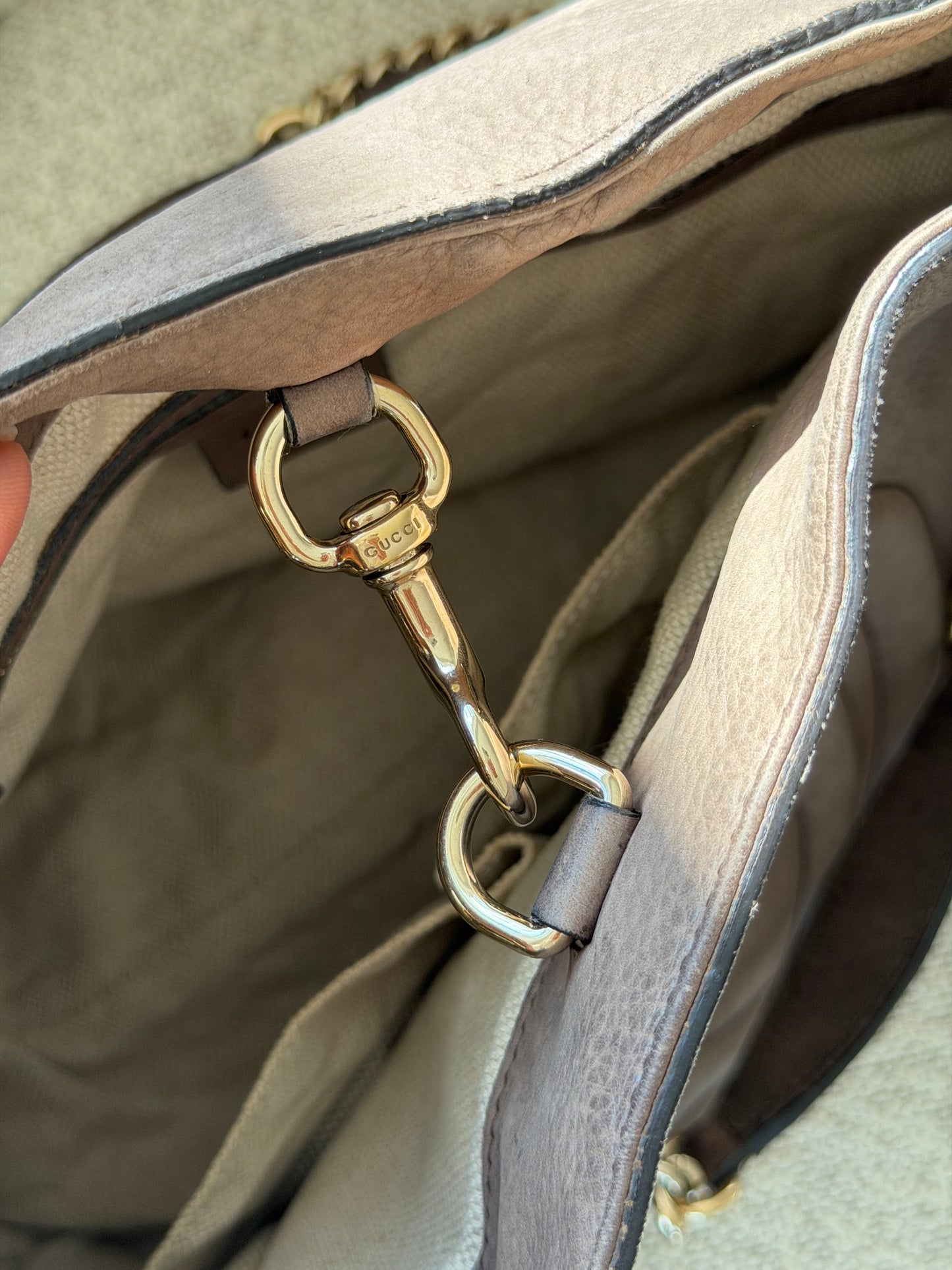 Gucci Soho Suede Tote- Taupe