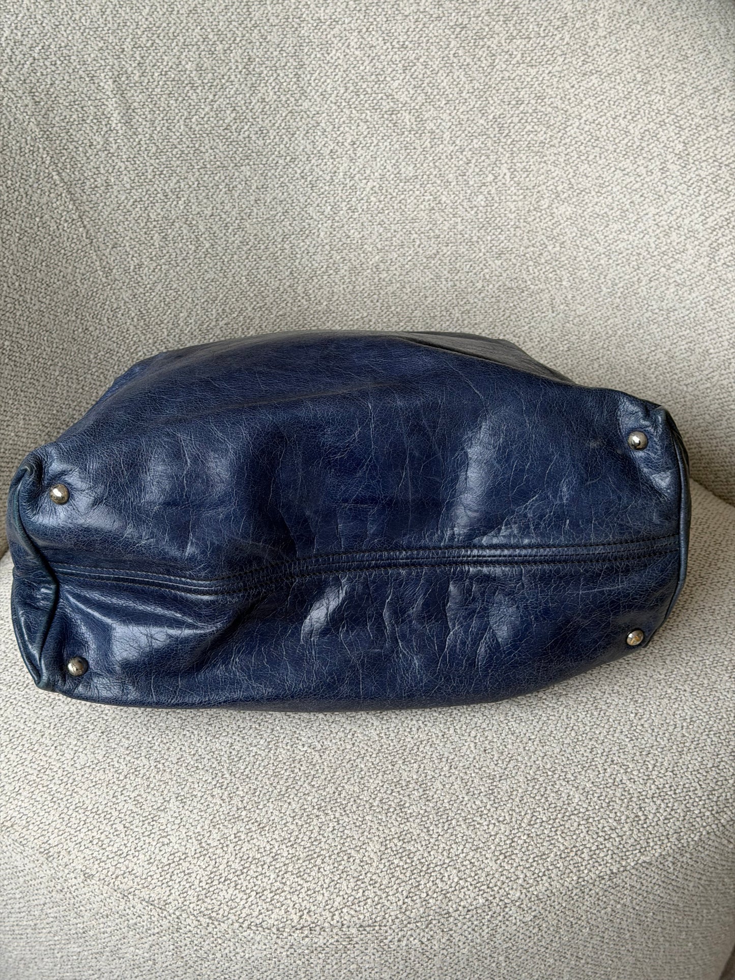 Miu Miu Vitello Leather Tote – Navy