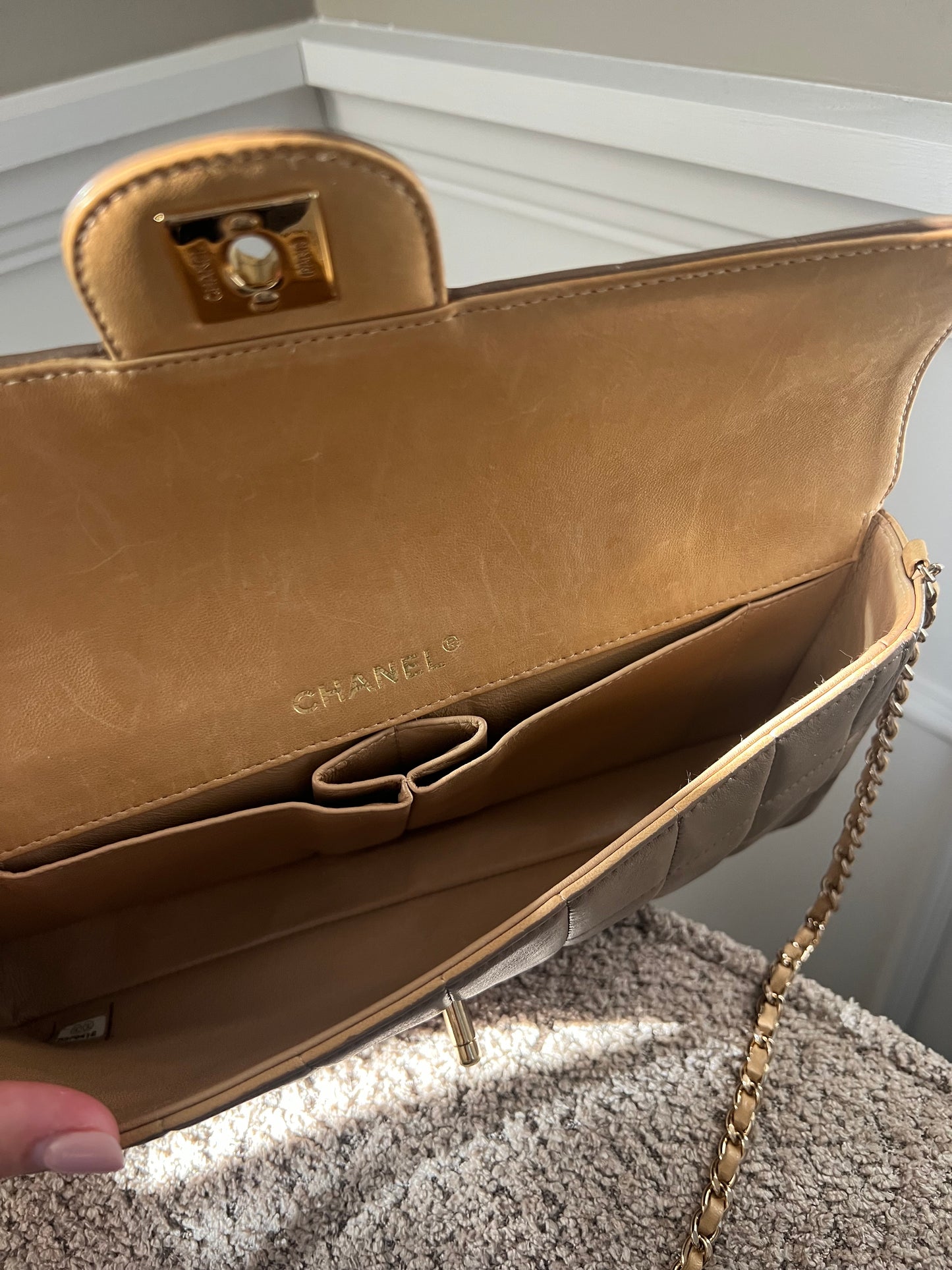 Chanel Chocolate Bar Flap Bag Beige