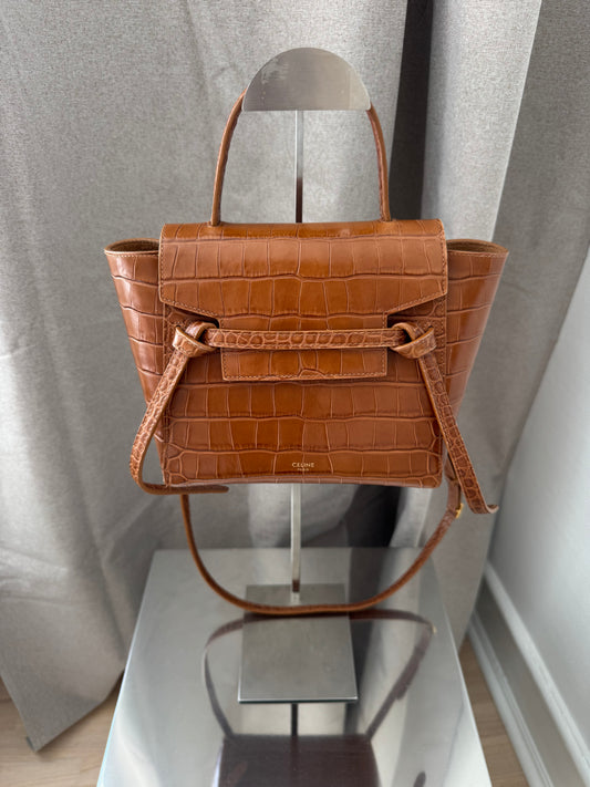 Celine Brown Croc Belt Bag