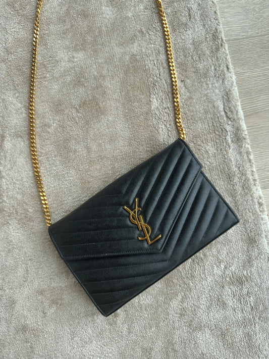 Saint Laurent Black Envelope crossbody Bag