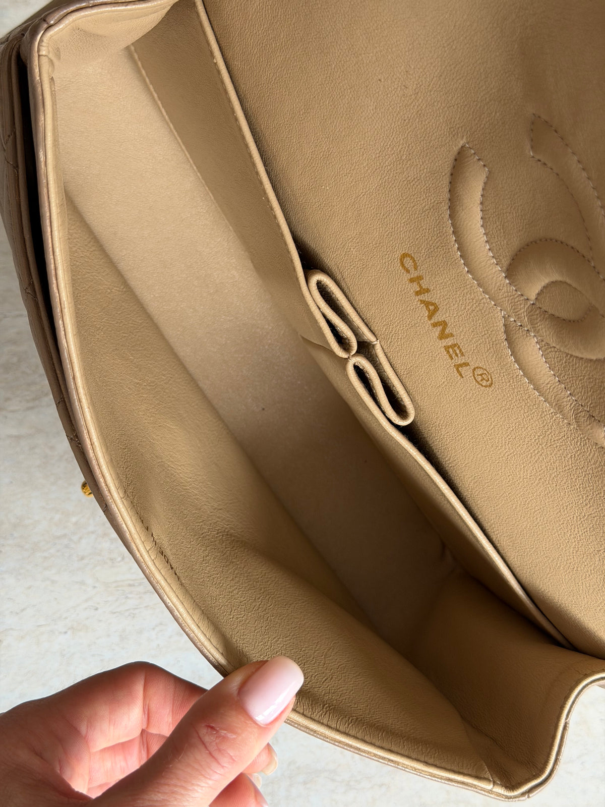 Chanel Medium Classic Double Flap – Taupe / 24K Gold-Plated Hardware