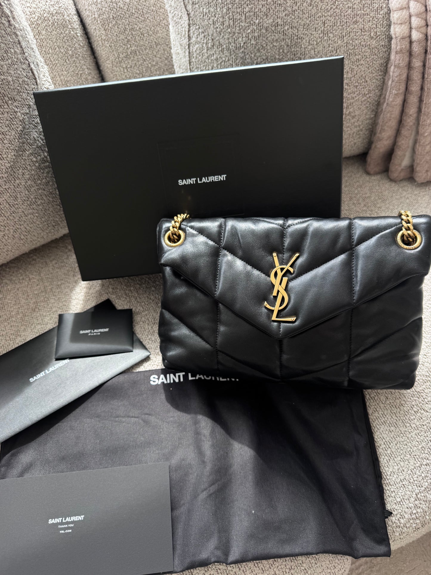 Saint Laurent Black Loulou Puffer Small