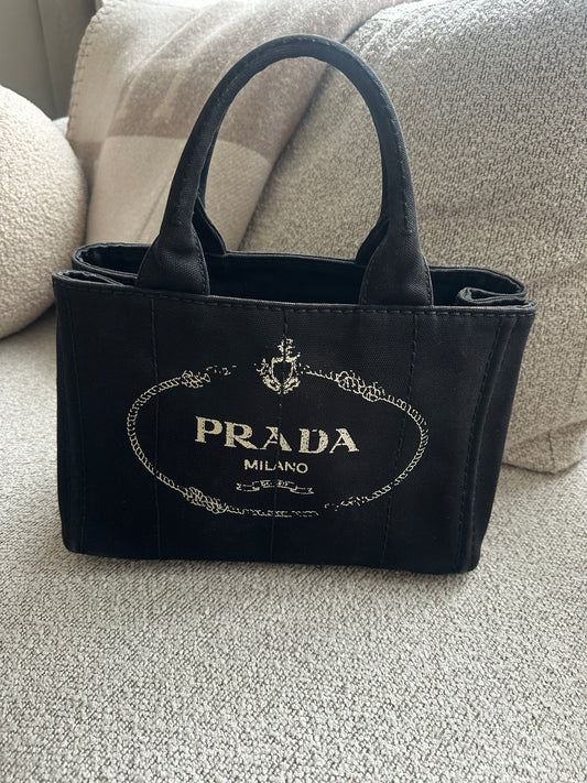 Prada Milano Canvas Mini Tote Bag - Black