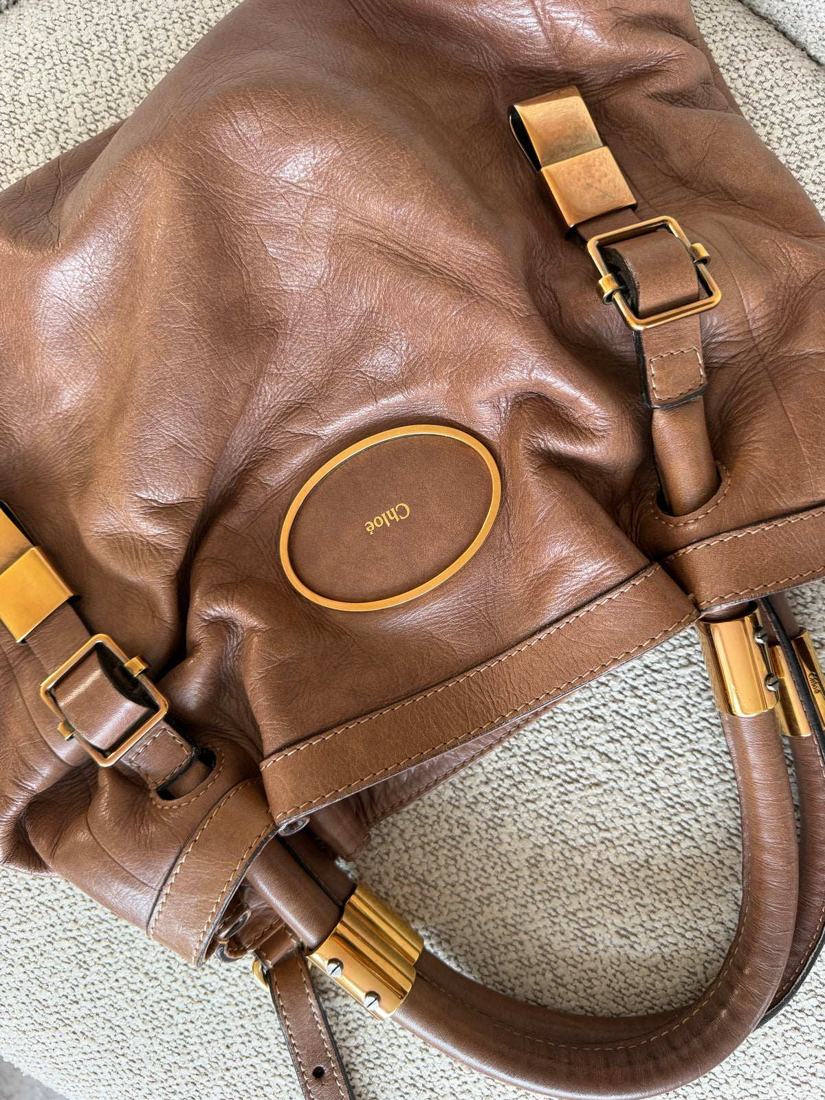 Chloé Brown Leather Handbag – Gold Hardware