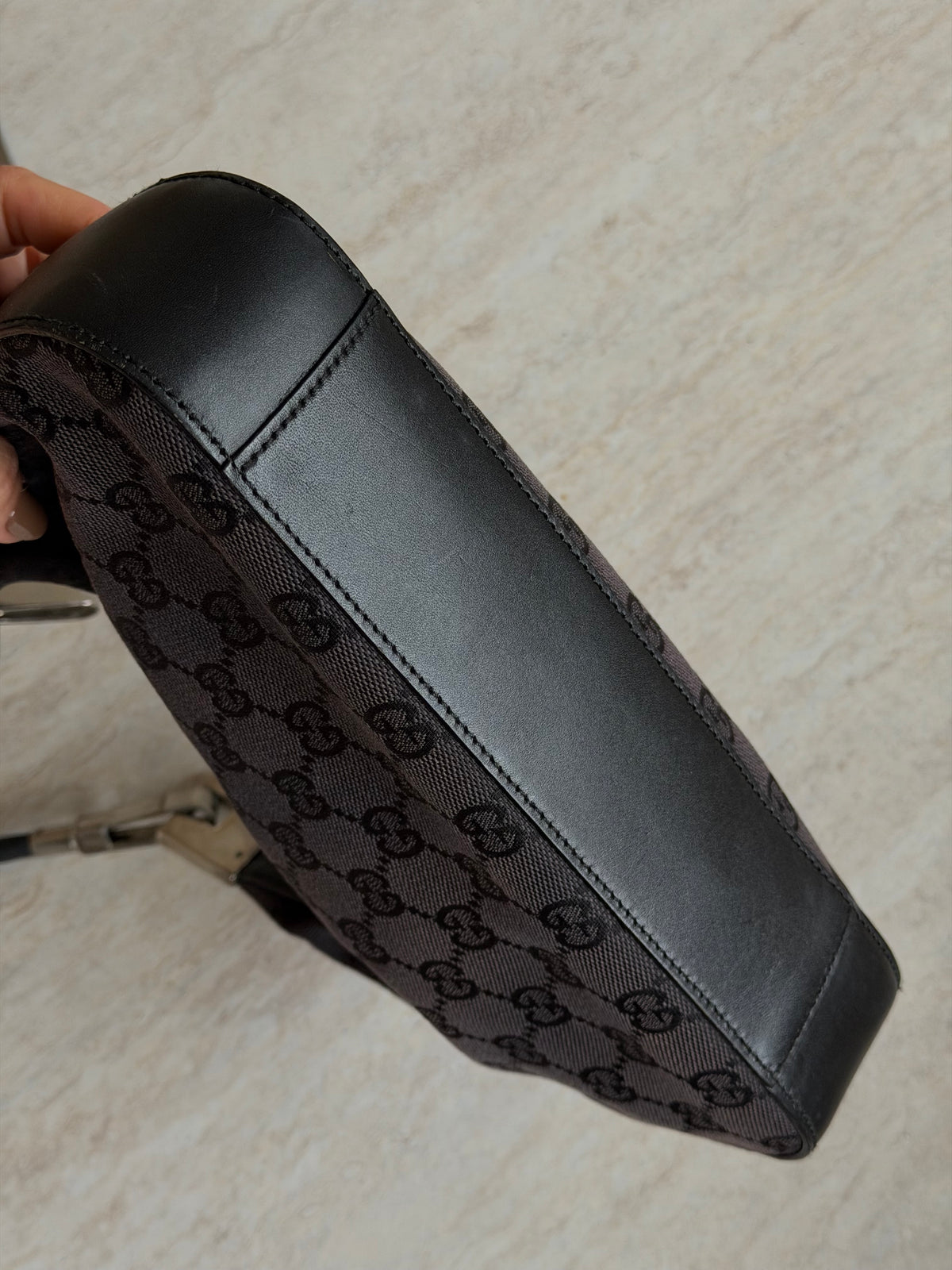 Gucci Vintage GG Canvas Shoulder Bag – Black