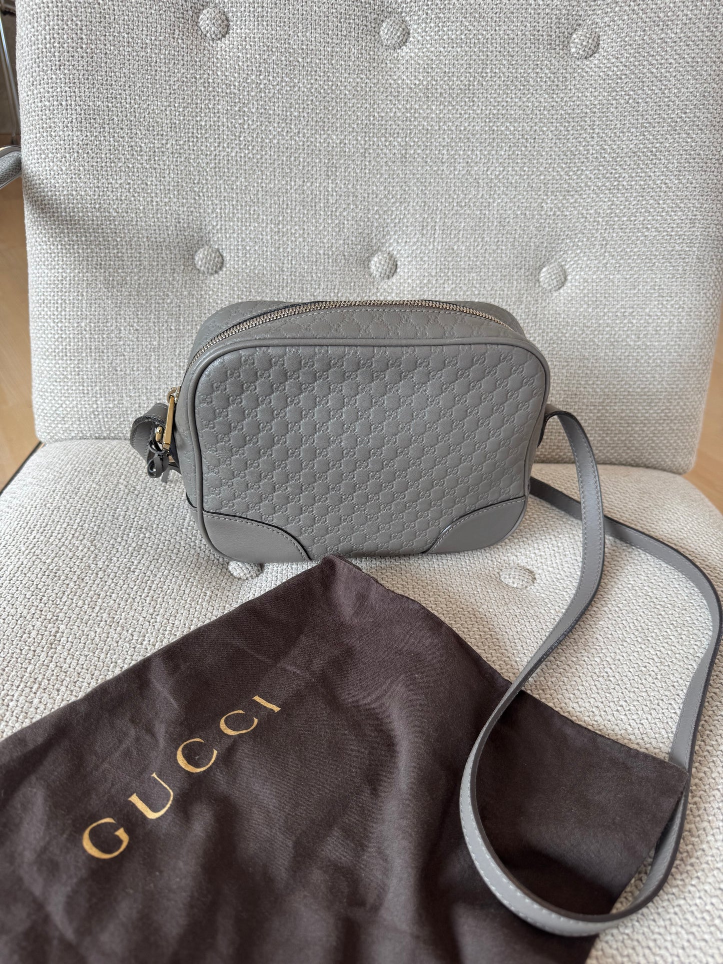 Gucci Taupe grey Guccisma Bree crossbody