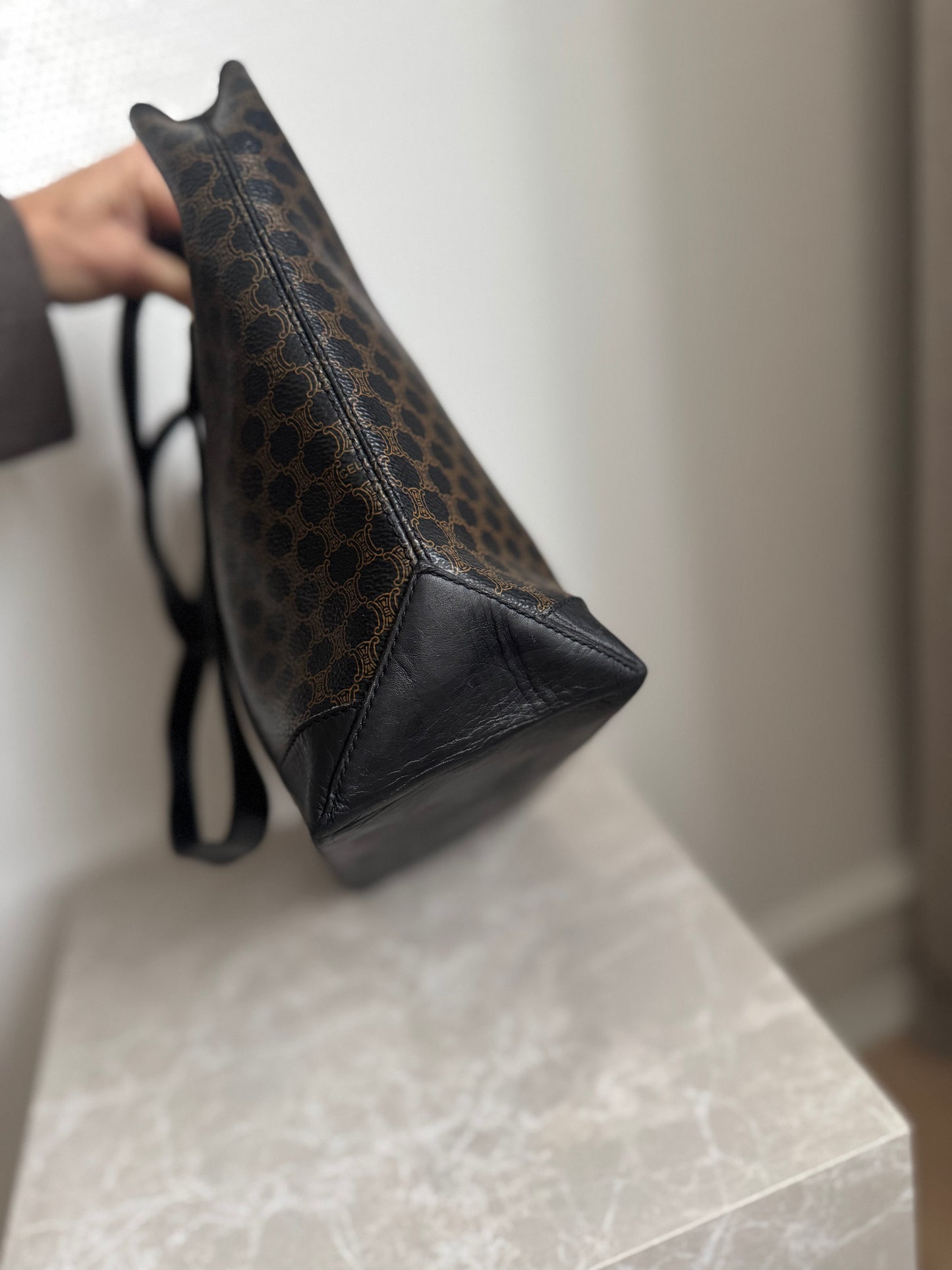 Celine Macadam tote bag Brown/black coated canvas GHW