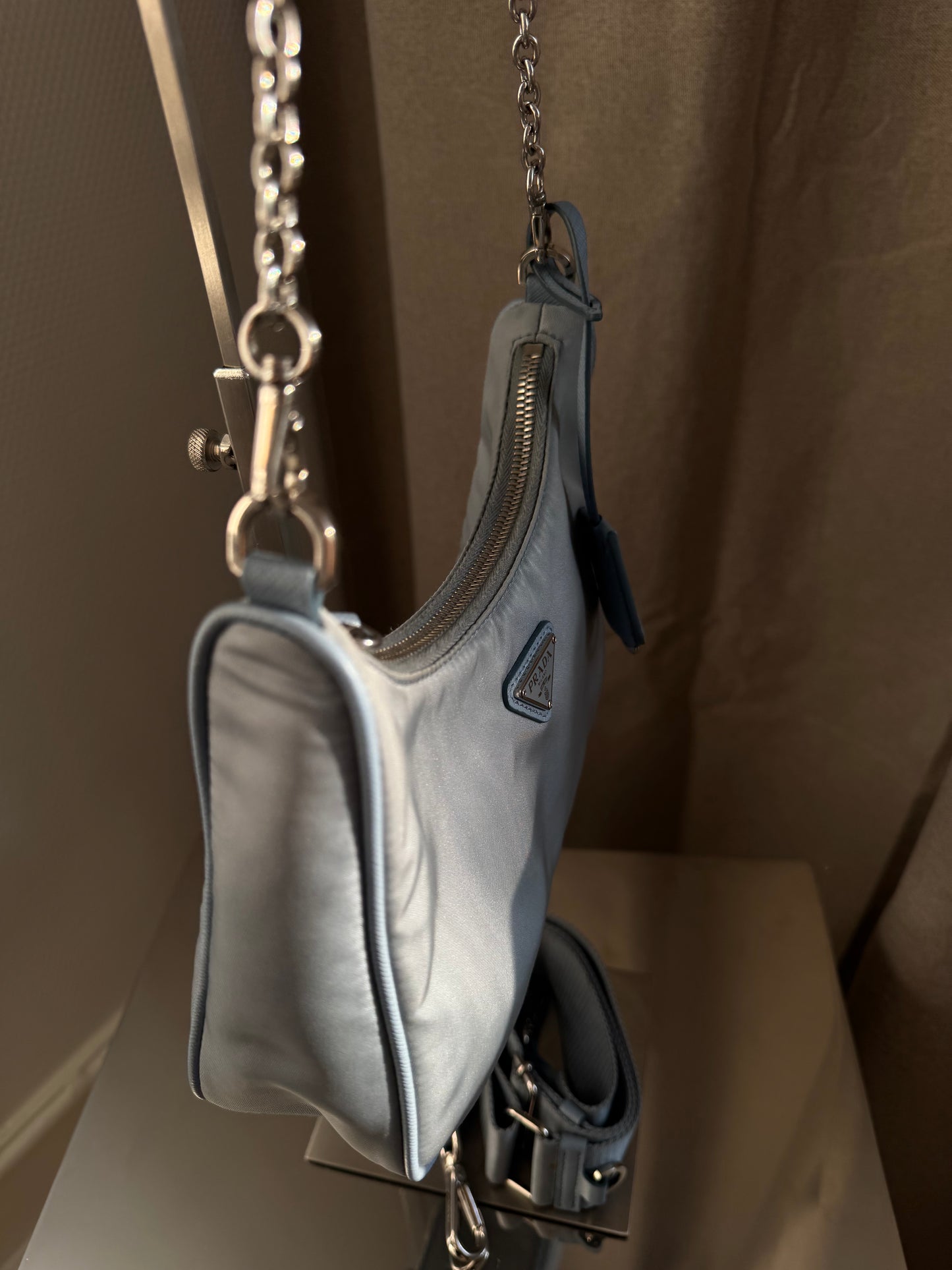 Prada Blue Nylon Re-Edition crossbody shoulder Bag