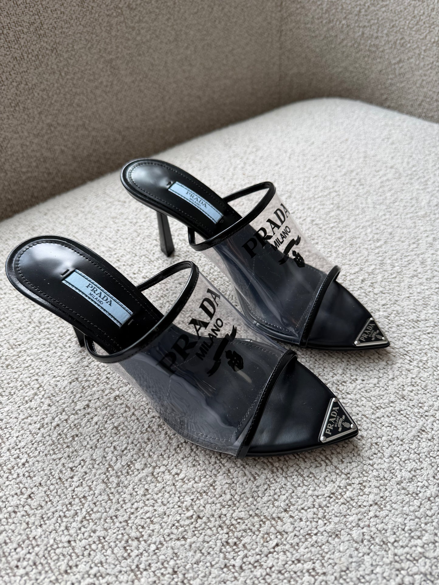 Prada PVC Logo Mules – Str. 36