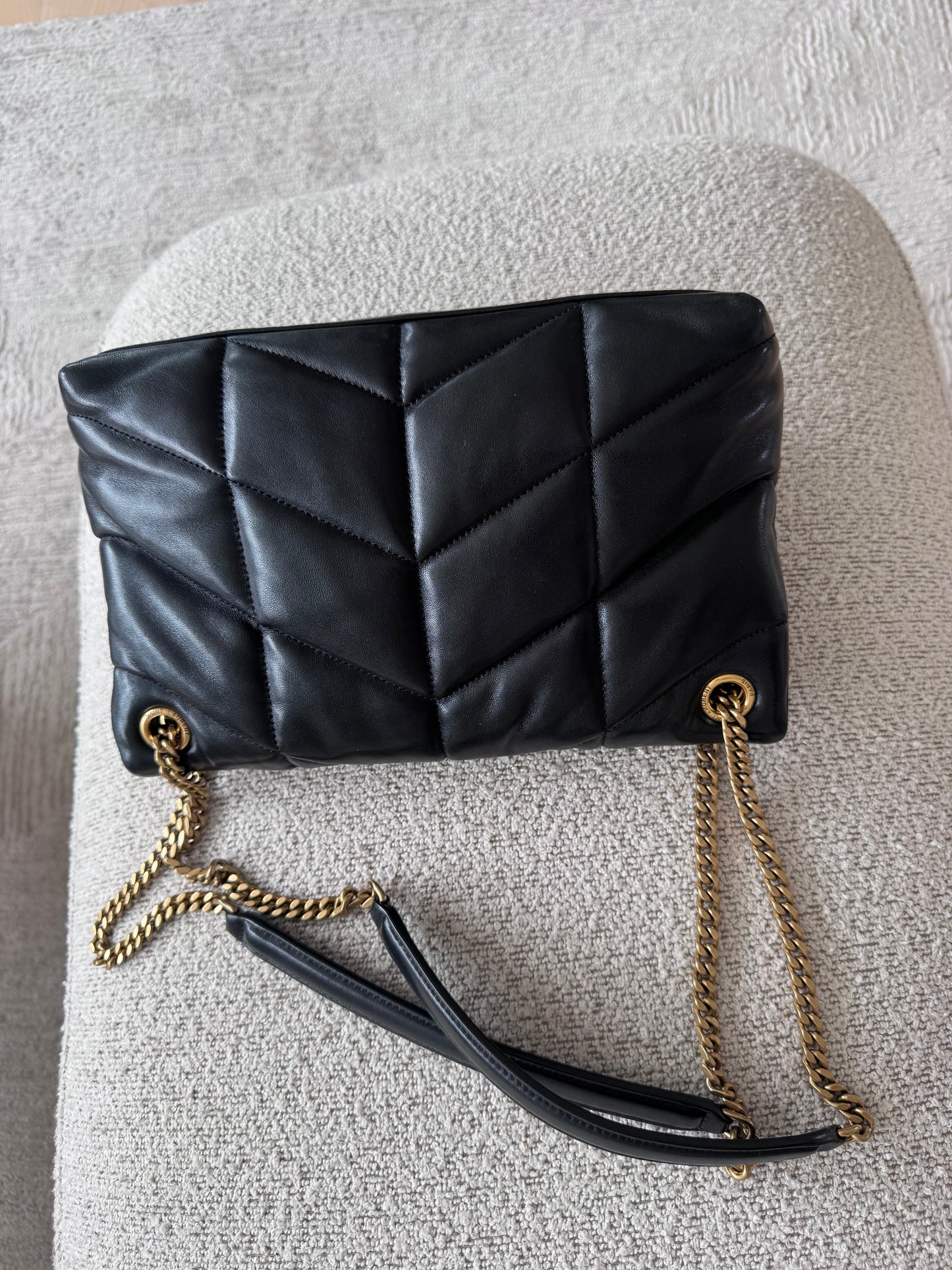 Saint Laurent Black Loulou Puffer Small