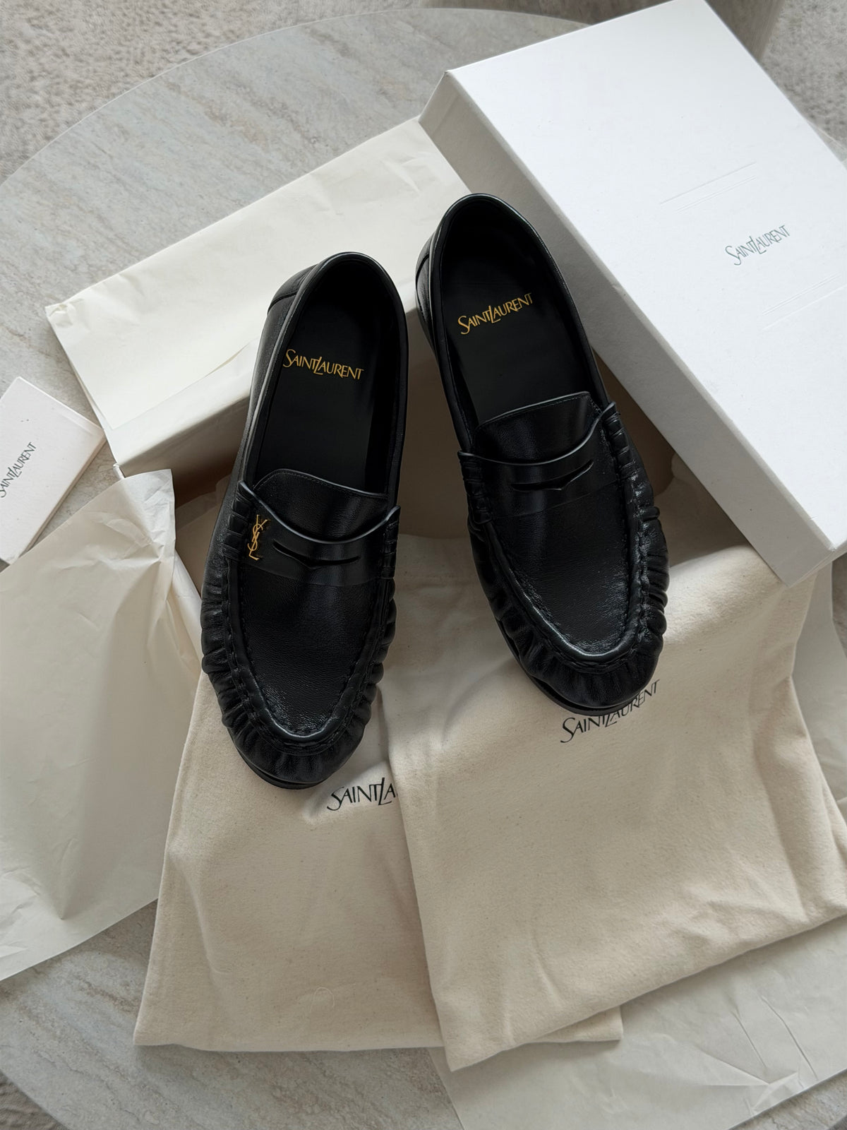 Saint Laurent Le Loafer Cassandre – Black / Gold