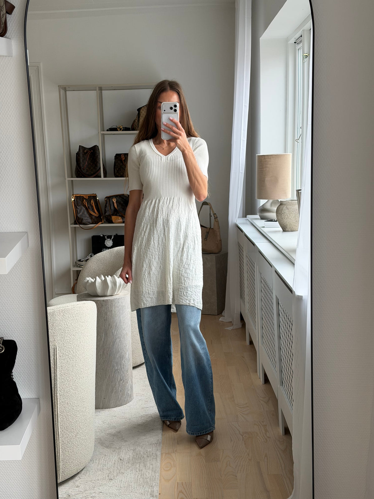 M Missoni cremefarvet strikkjole