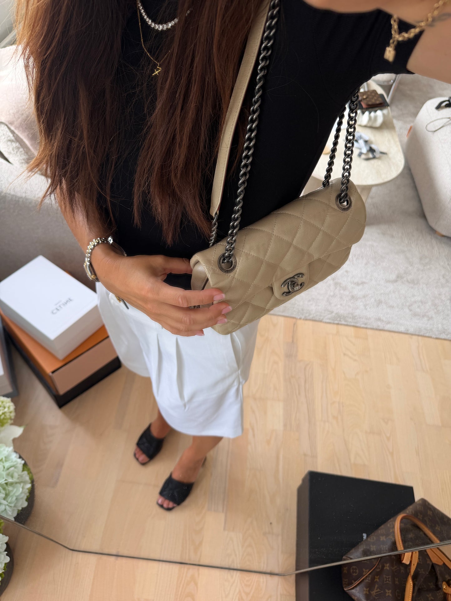 Chanel Quilted Flap Bag – Beige Lambskin