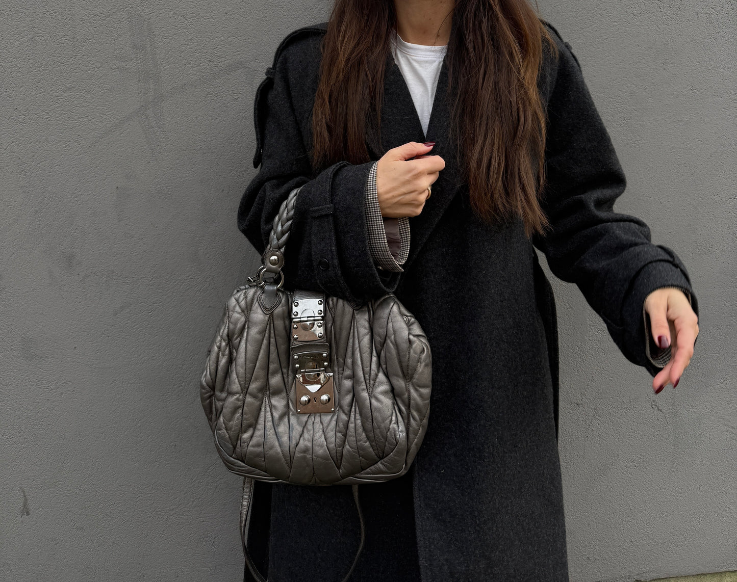 Miu miu grey Matelasse bag